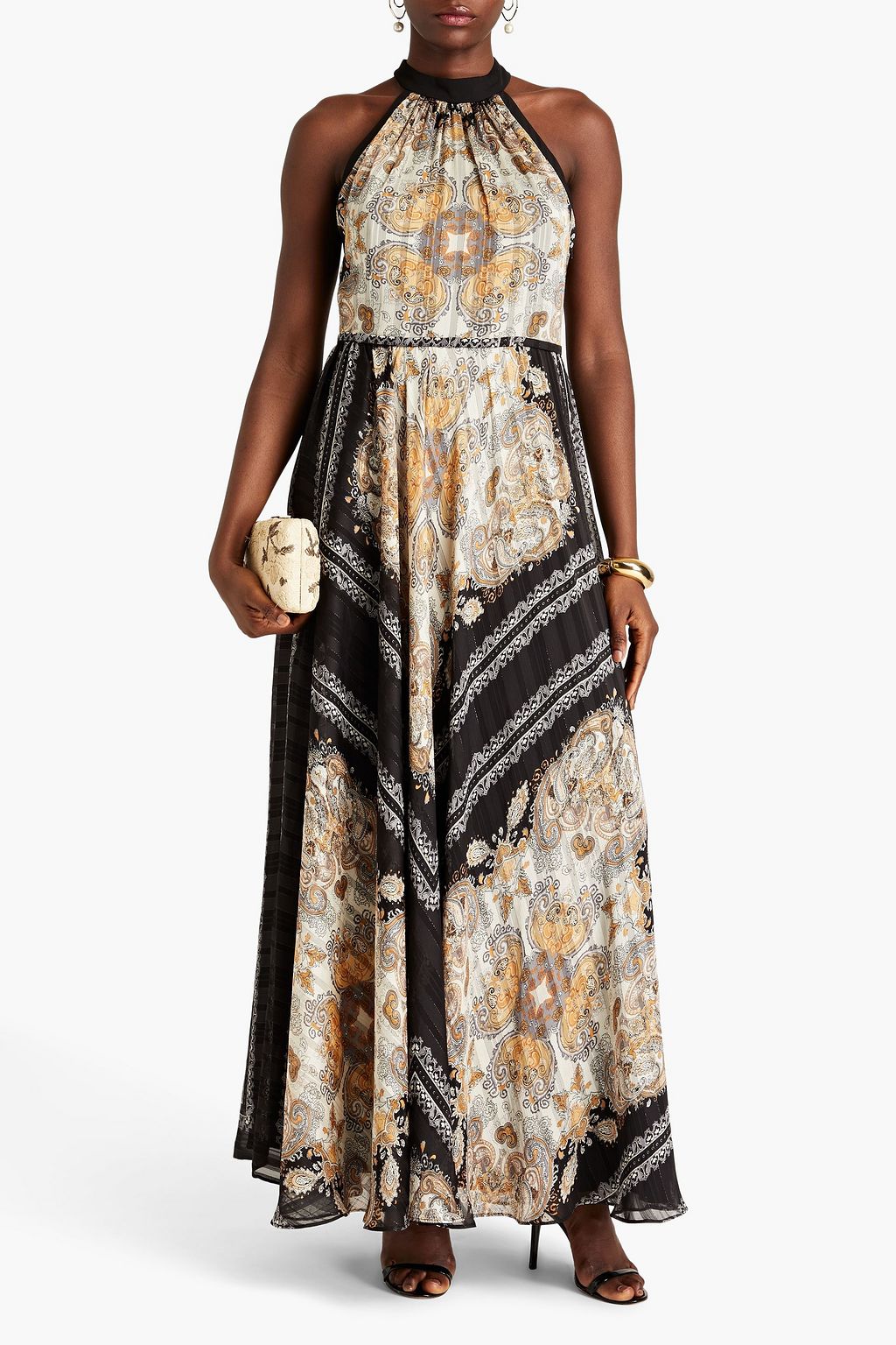 MIKAEL AGHAL Neckholder-Maxikleid aus Crêpe de Chine mit Paisley-Print