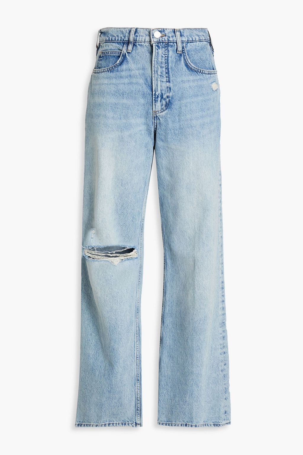 FRAME Distressed high-rise wide-leg jeans | THE OUTNET