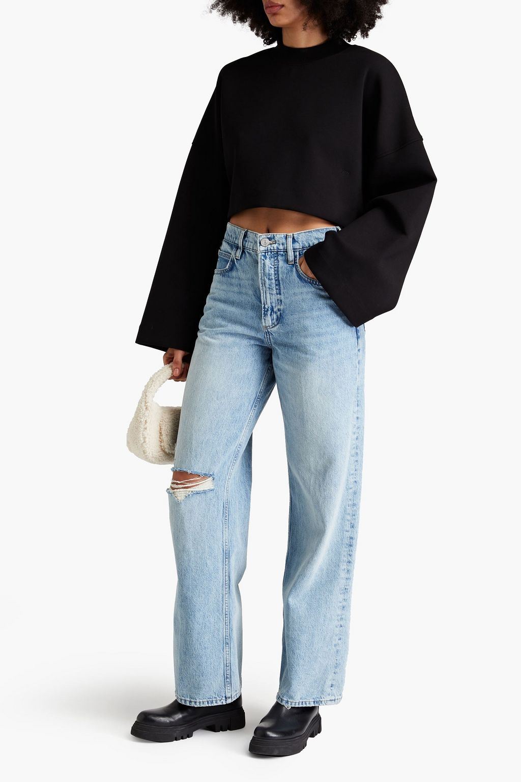 FRAME Le High Wide distressed high-rise wide-leg jeans