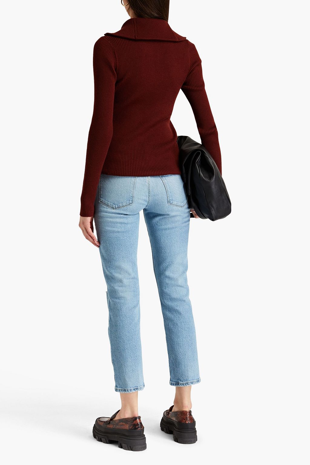 FRAME Le High Straight hoch sitzende Cropped Jeans mit geradem Bein in Distressed-Optik