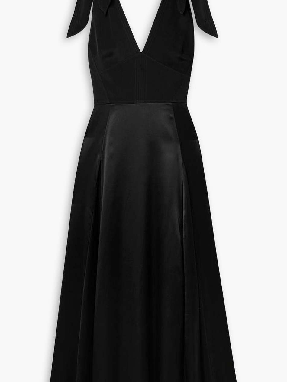 charlotte tie-detailed silk-chiffon and satin midi dress