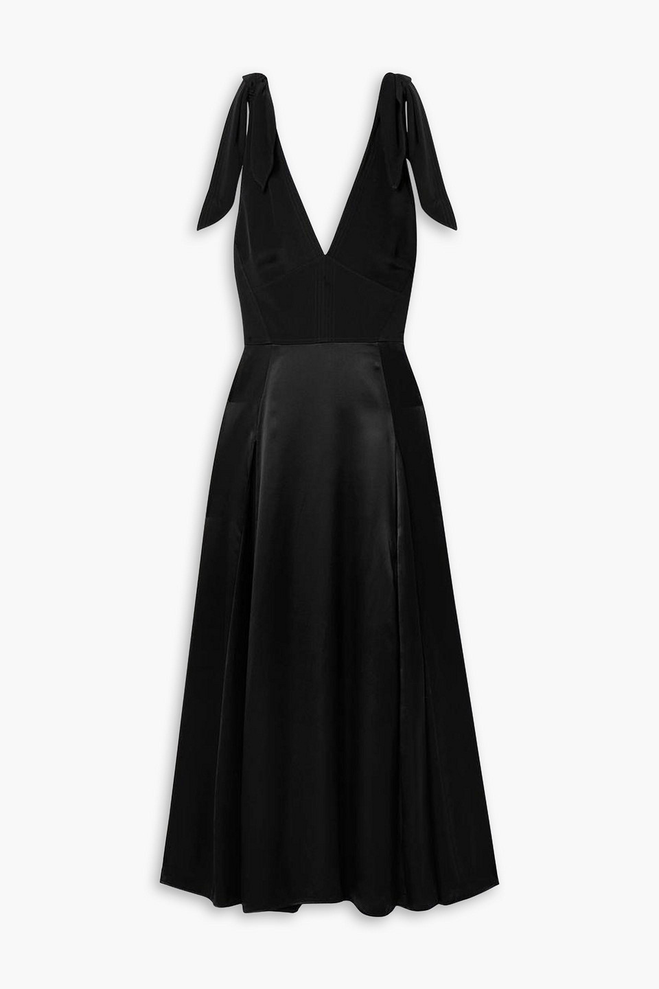 LA LIGNE CHARLOTTE TIE-DETAILED SILK-CHIFFON AND SATIN MIDI DRESS