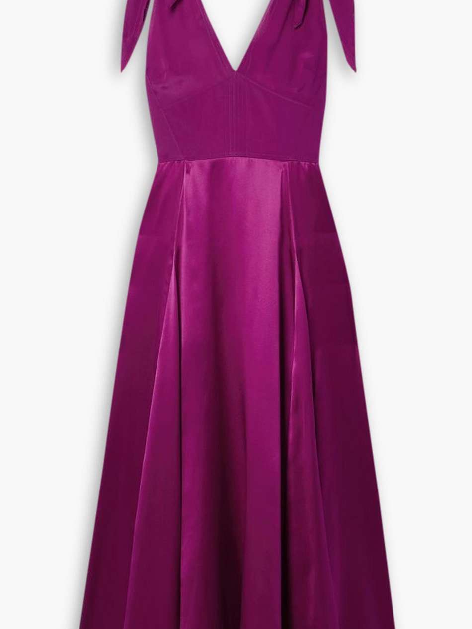 charlotte tie-detailed silk-chiffon and satin midi dress
