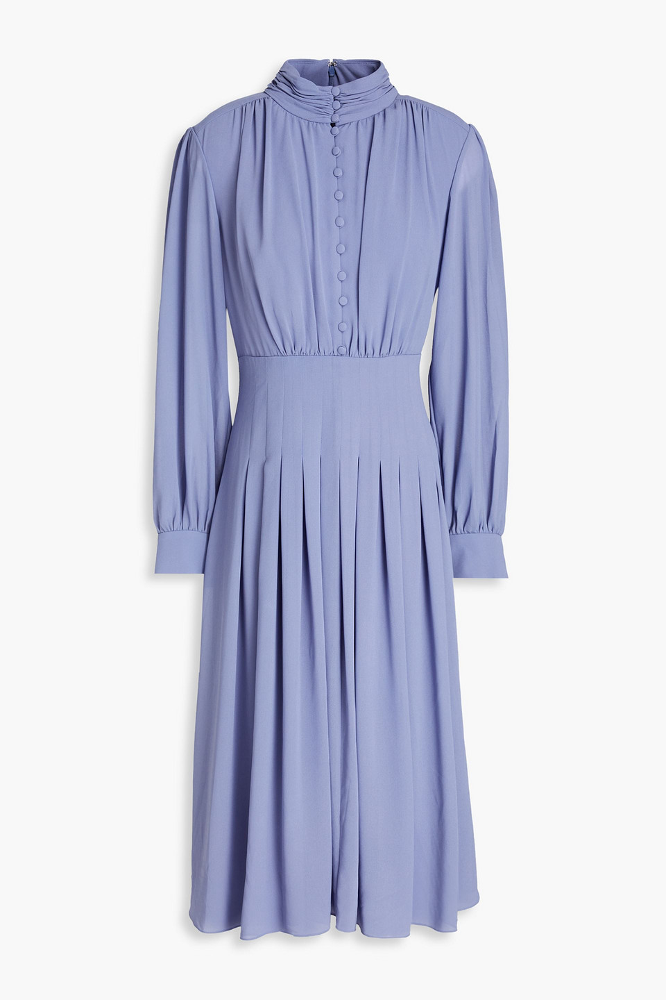 Mikael Aghal - Gathered crepe de chine midi dress - Purple - US 10