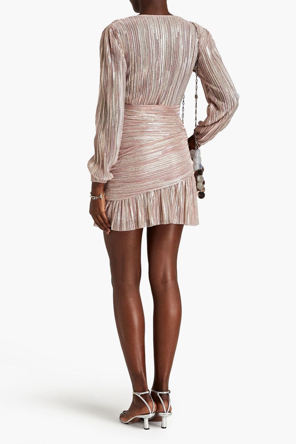 MAJE Drapiertes Minikleid aus plissiertem Tüll mit Metallic-Effekt