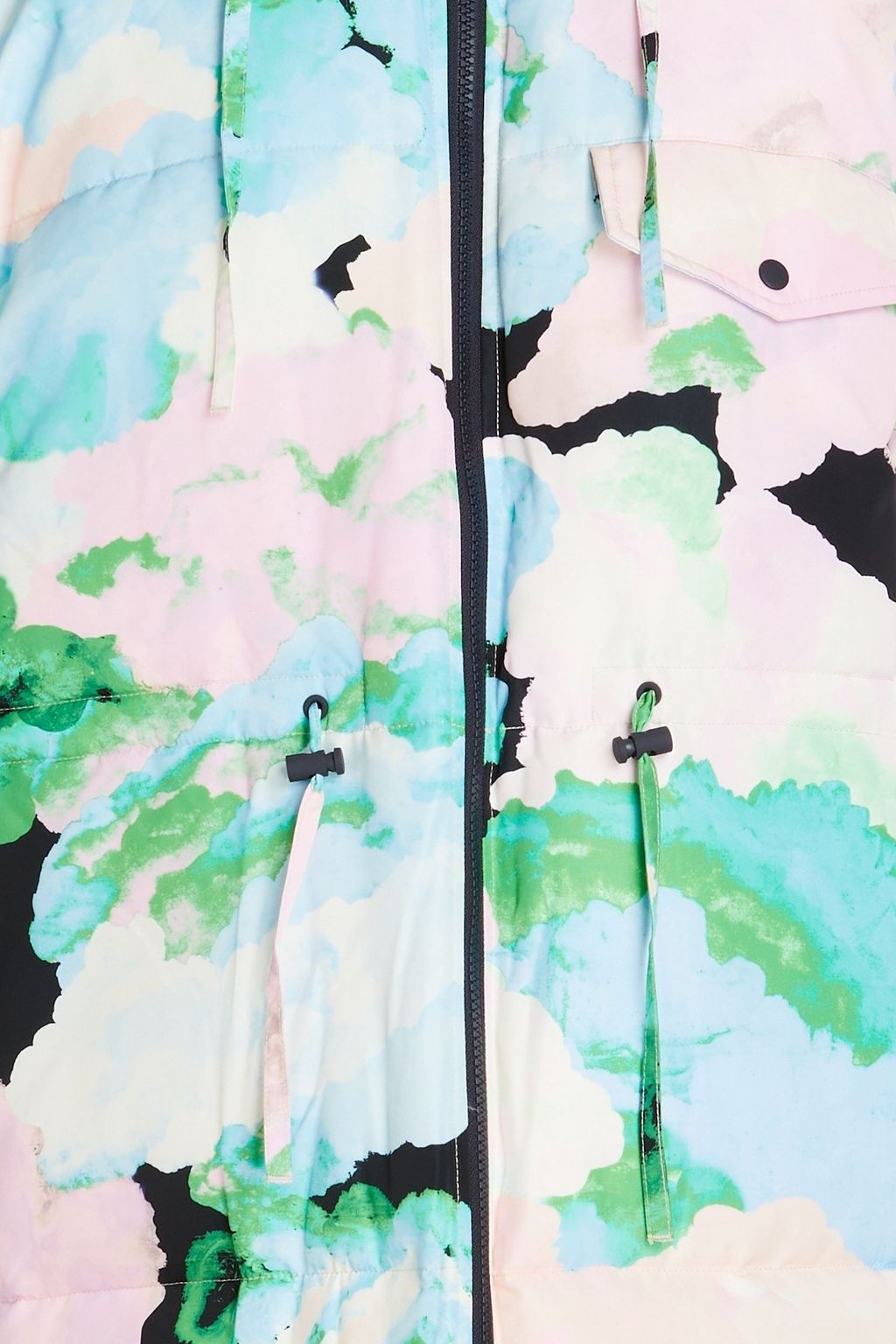 STINE GOYA Quilted printed shell hooded coat