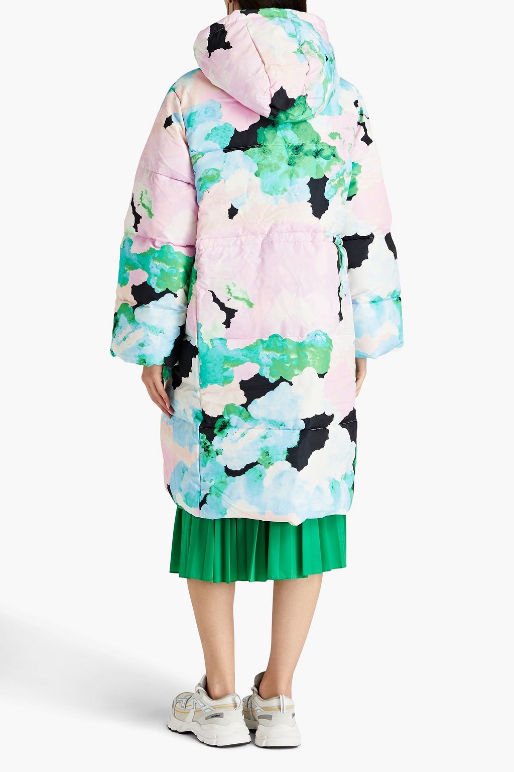 STINE GOYA Quilted printed shell hooded coat