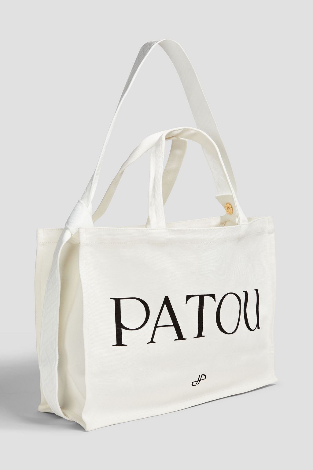 PATOU حقيبة توت مزينة بطبعات بلون كريمي
