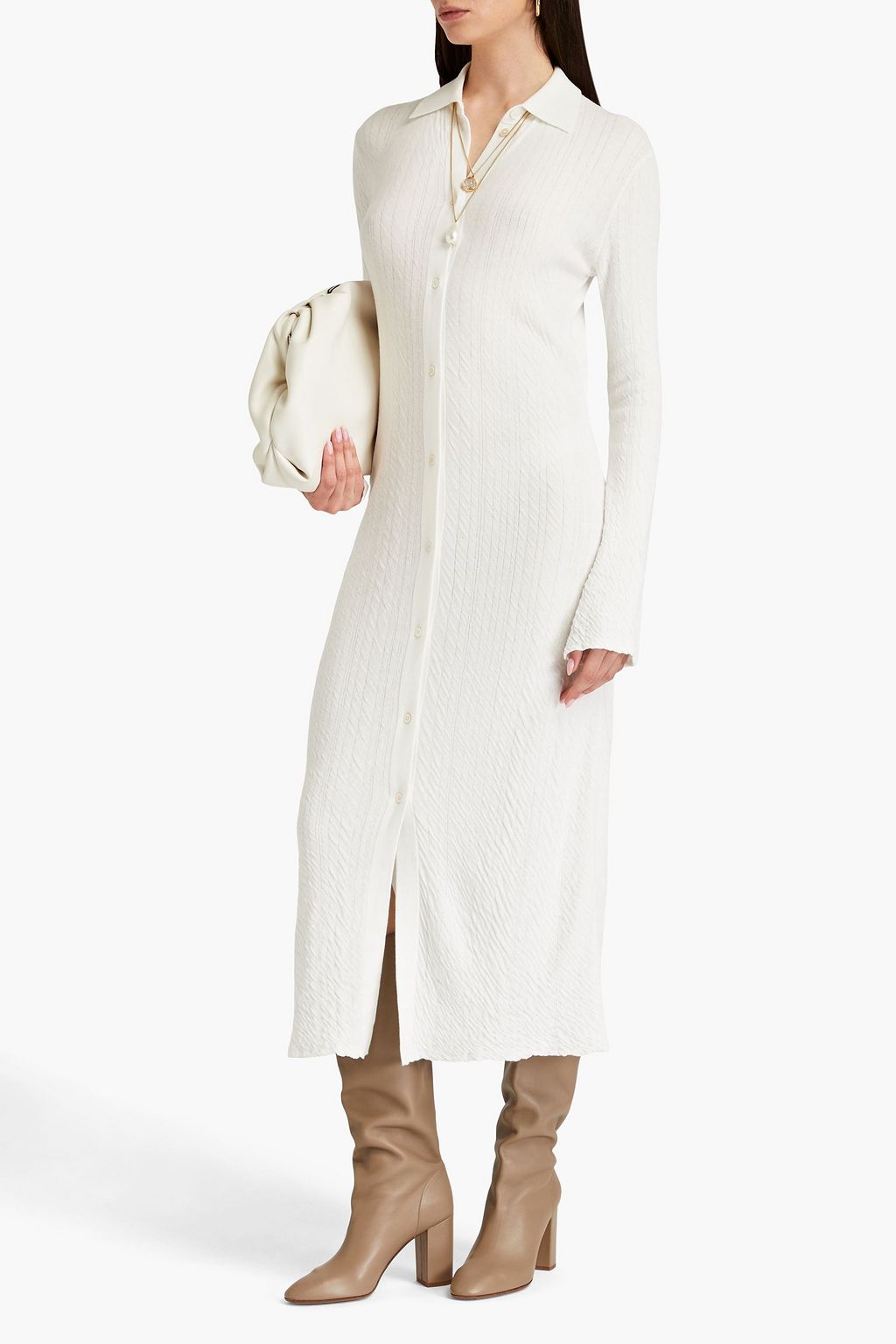 JOSEPH Midikleid aus Baumwolle in Knitteroptik
