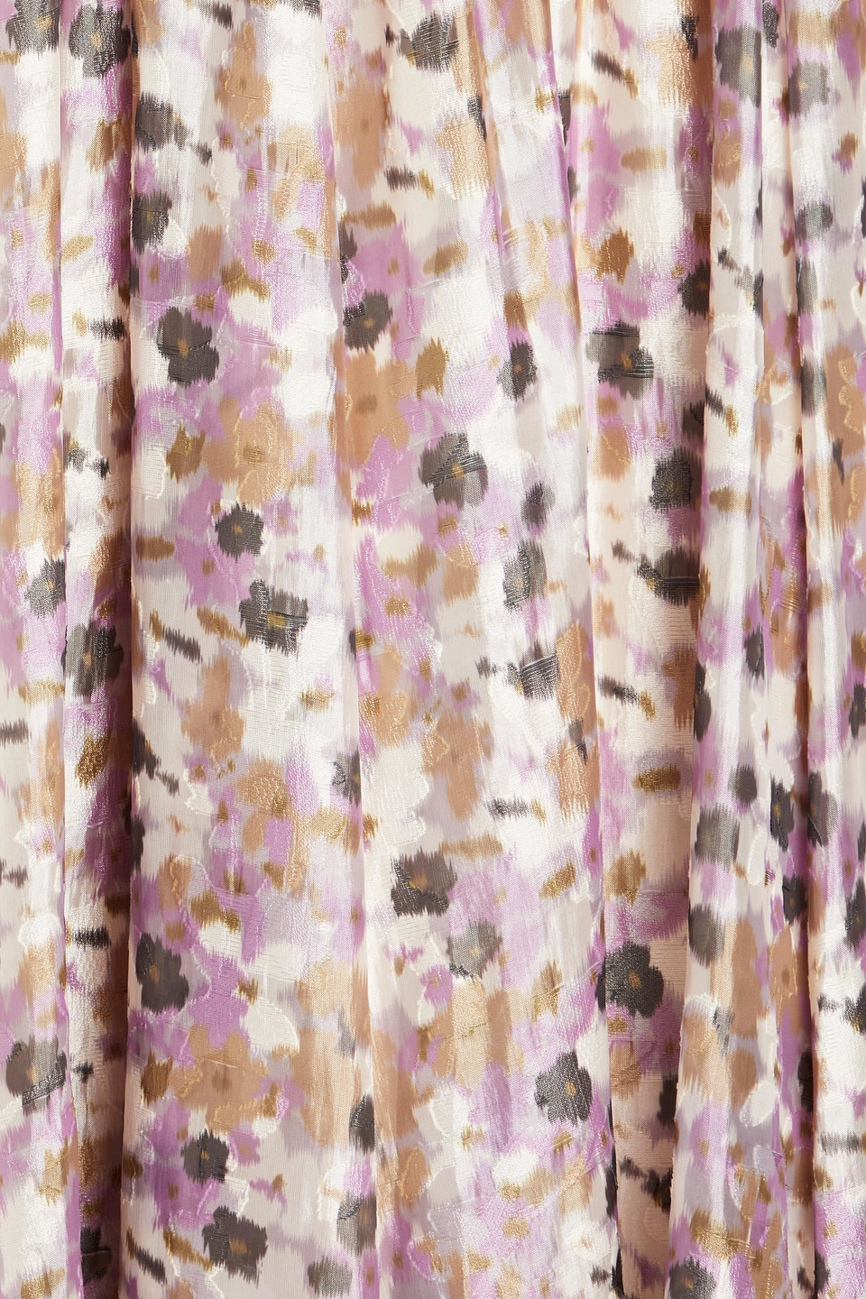 Shop Mikael Aghal Gathered Floral-print Fil Coupé Chiffon Maxi Dress In Lilac