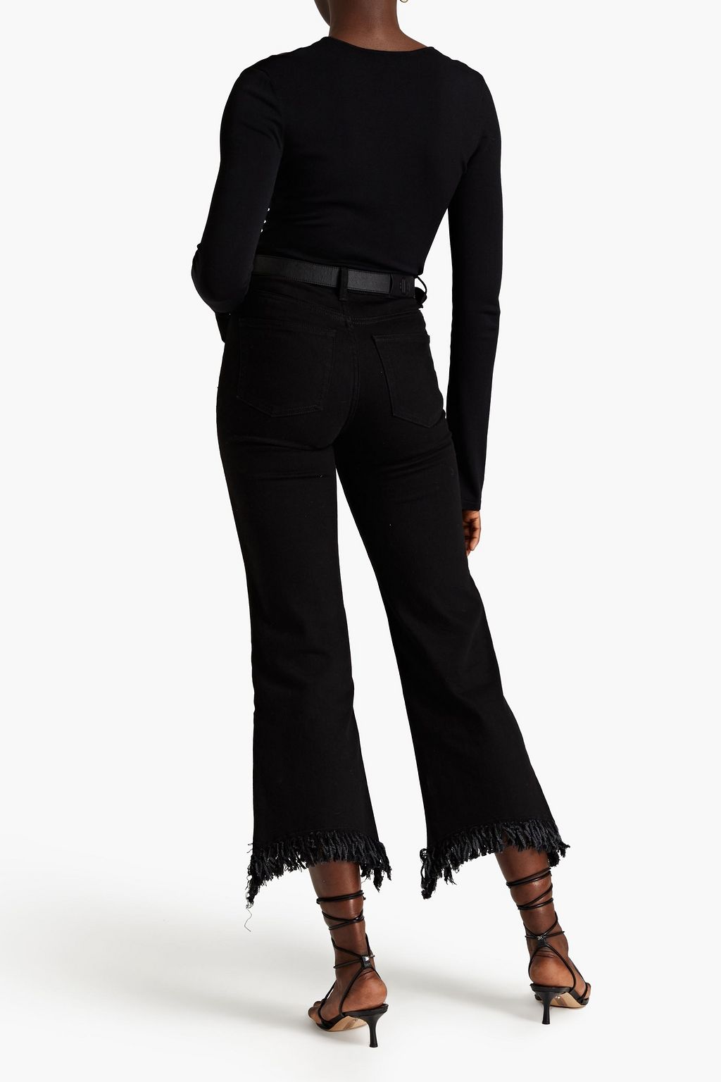 MAJE Frayed high-rise kick-flare jeans