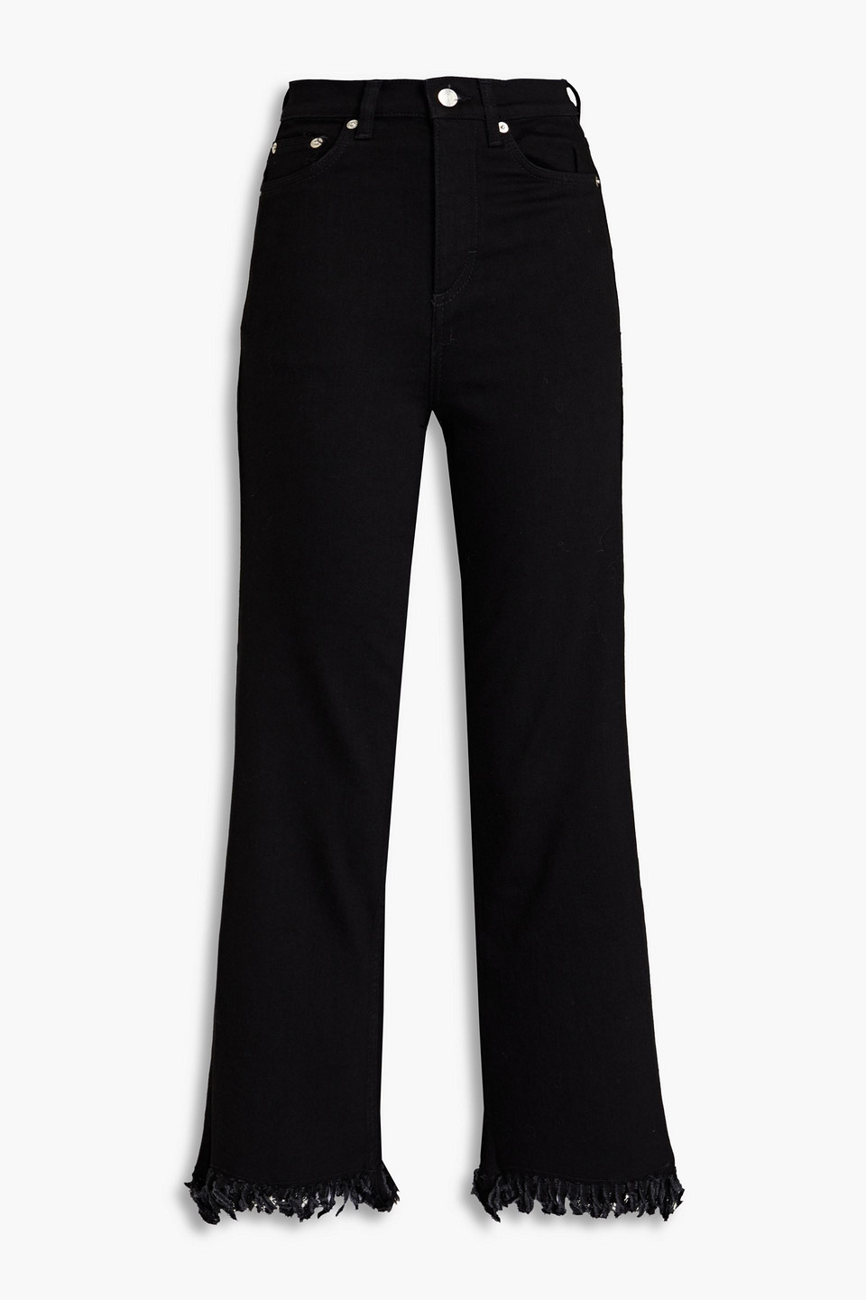 Frayed high-rise kick-flare jeans