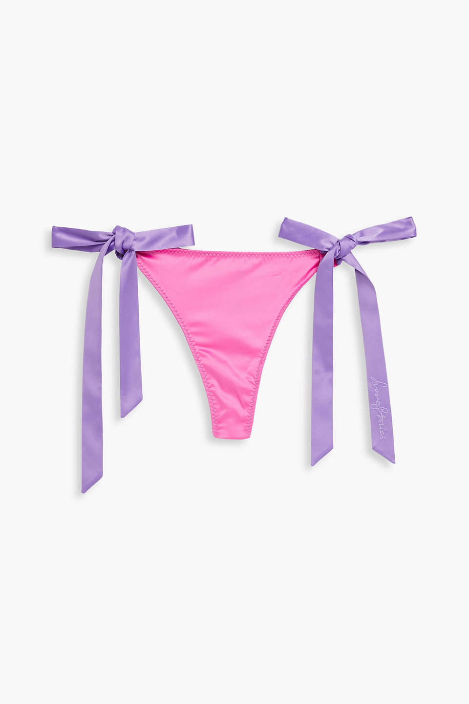 Roomie tie-detailed satin thong