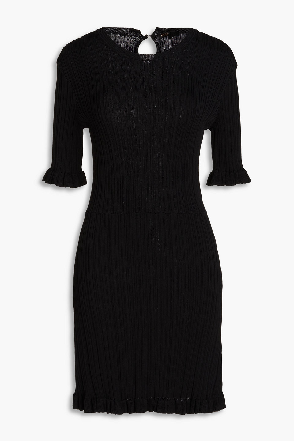 Maje Ribbed-knit Mini Dress In Black
