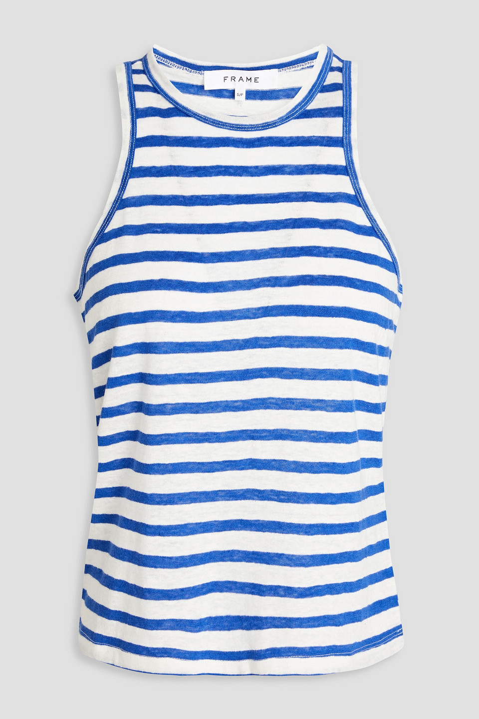 Frame Striped Linen-jersey Tank In White