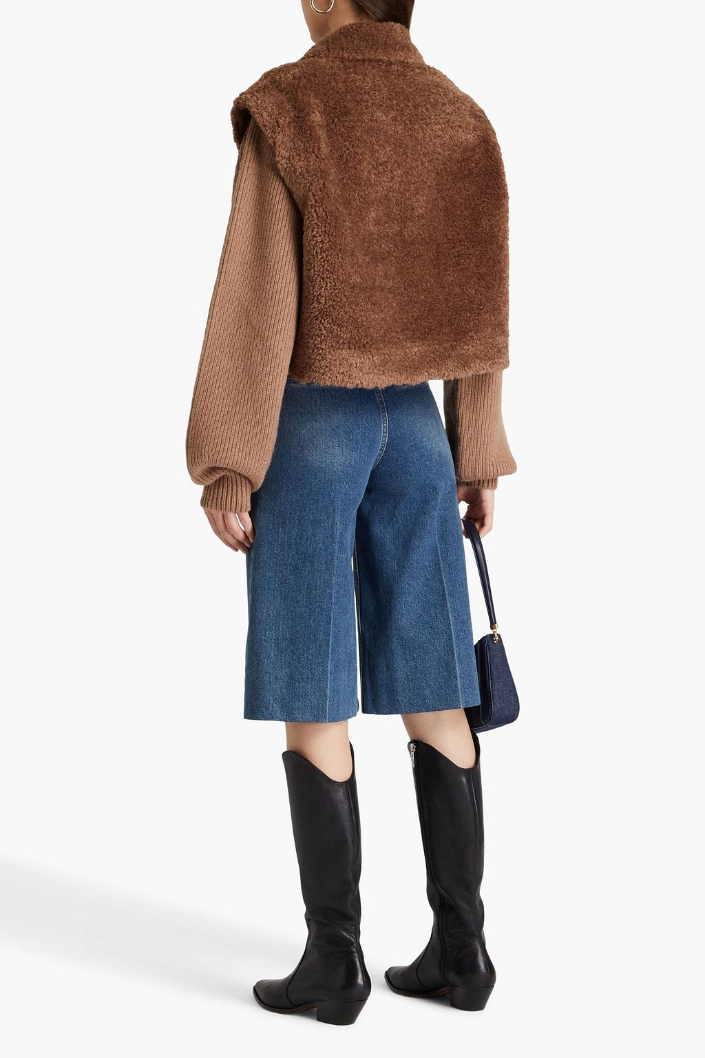 MAJE Jacke aus Rippstrick und Shearling-Imitat