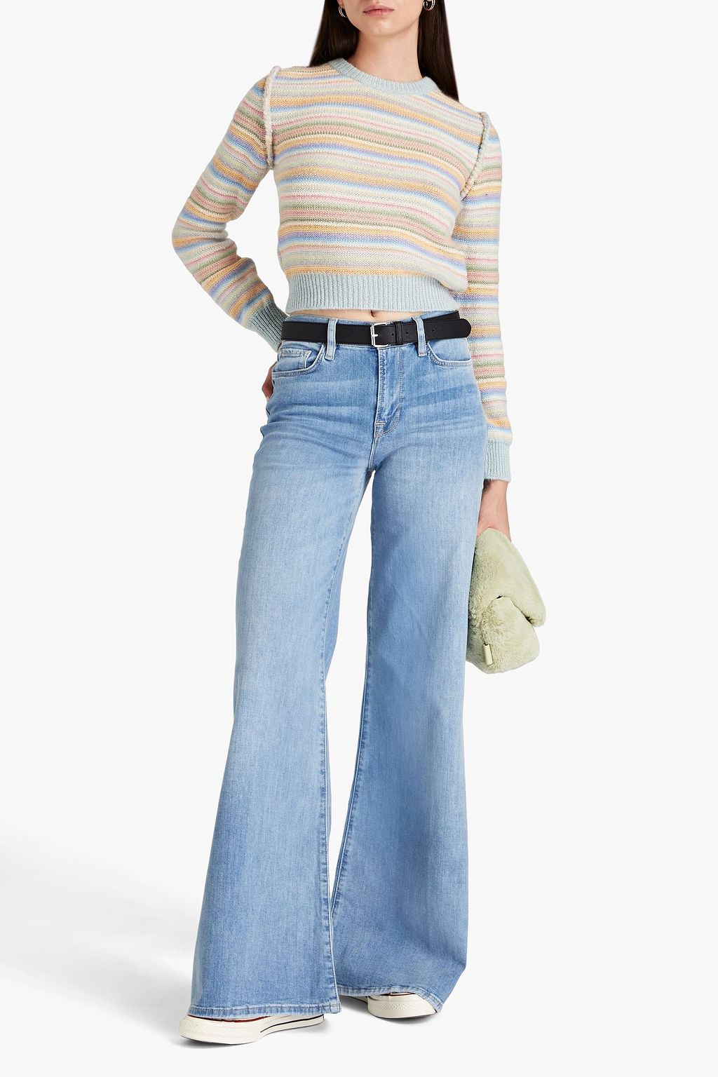 FRAME Le Palazzo faded high-rise wide-leg jeans