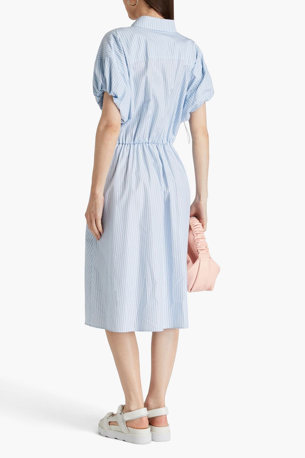 MAJE Ririsa striped cotton-poplin midi shirt dress
