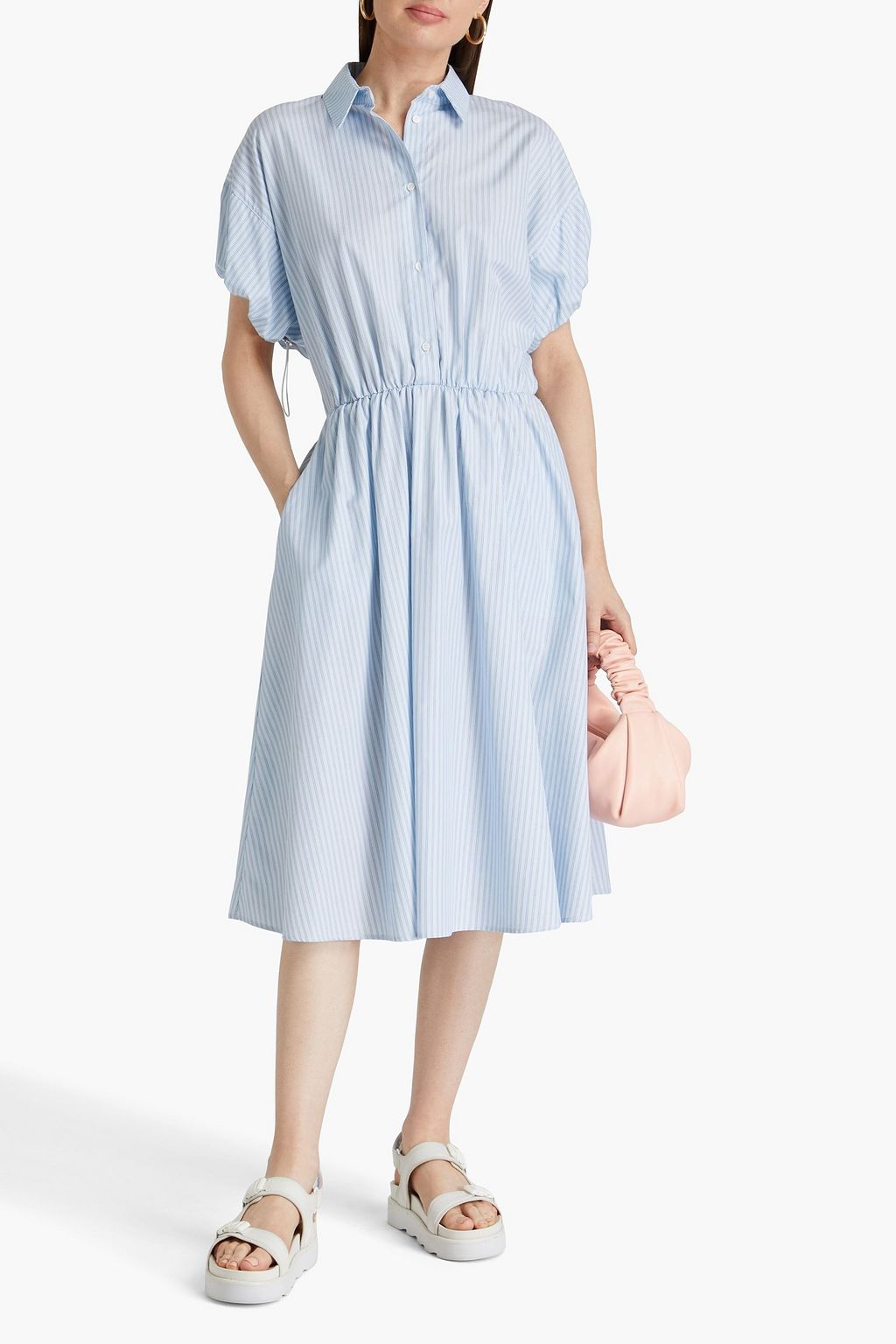 MAJE Ririsa striped cotton-poplin midi shirt dress