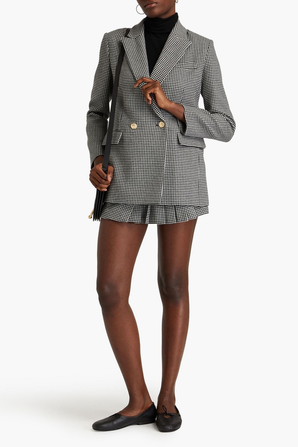 MAJE Doppelreihiger Tweed-Blazer aus einer Wollmischung mit Hahnentrittmuster