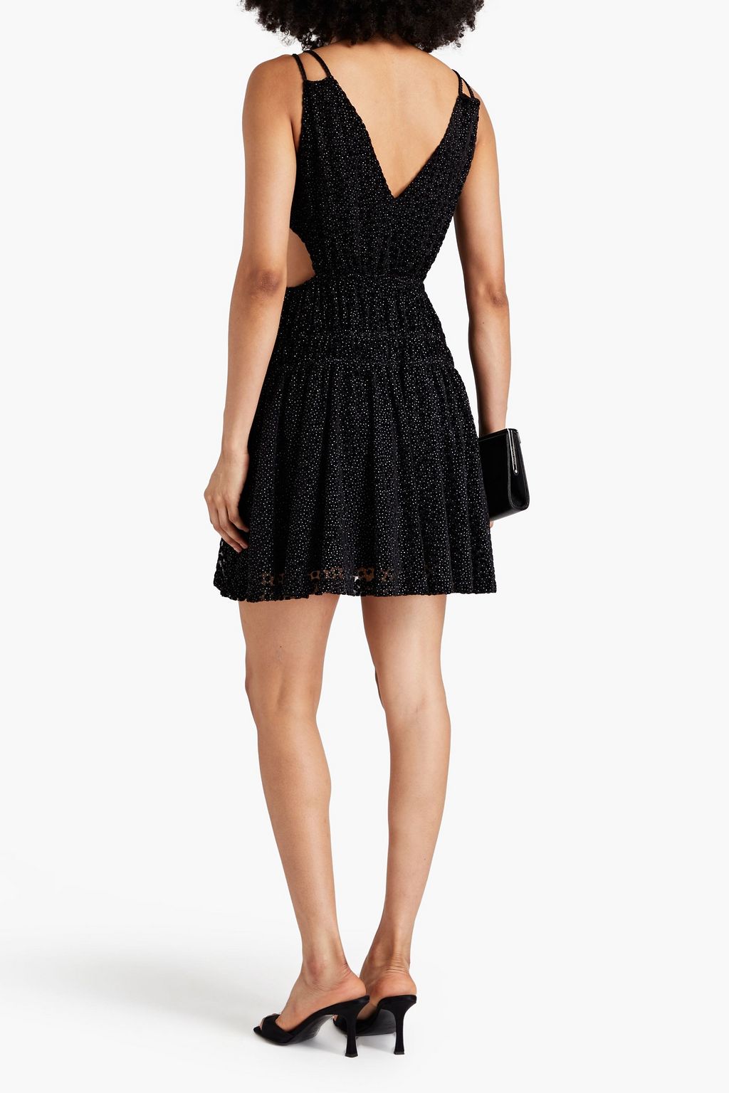 MAJE Minikleid aus beflocktem Tüll mit Glitter-Finish und Cut-outs