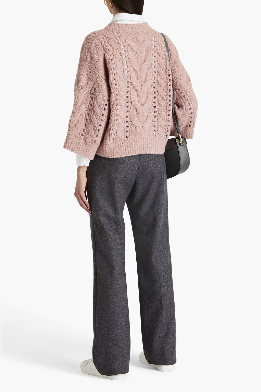 BRUNELLO CUCINELLI Pullover aus einer Alpakamischung mit Zopfstrickmuster und Zierperlen