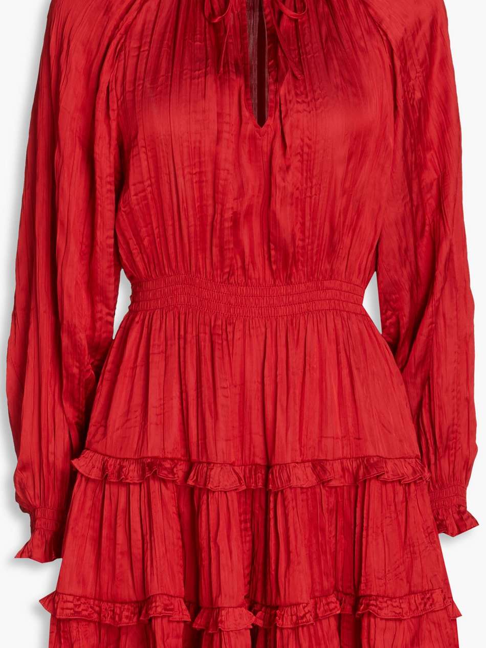 ruffled satin mini dress