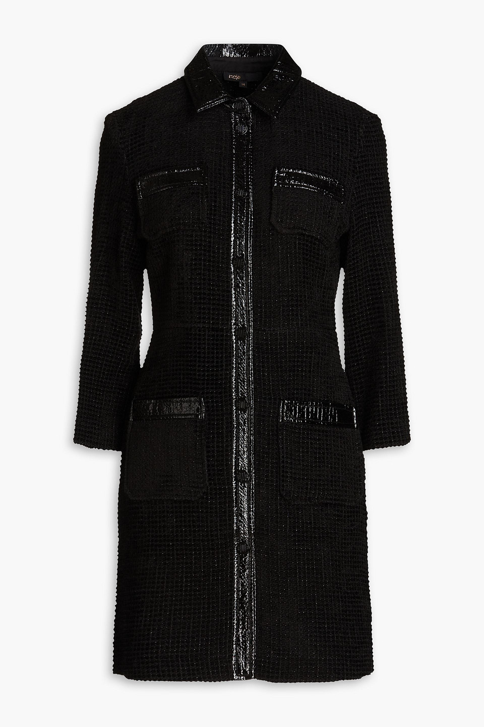 Maje Cotton-blend Bouclé-tweed Mini Dress In Black