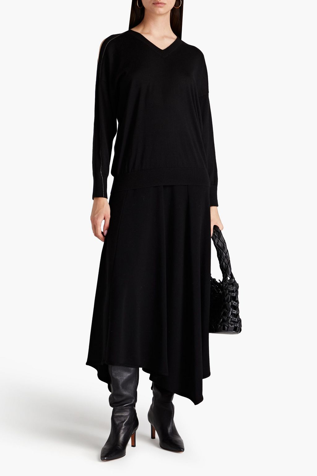 BRUNELLO CUCINELLI Pullover aus Kaschmir mit Cut-outs und Zierperlen