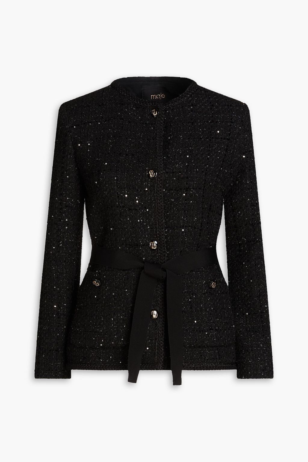 MAJE Sequin embellished metallic tweed jacket THE OUTNET