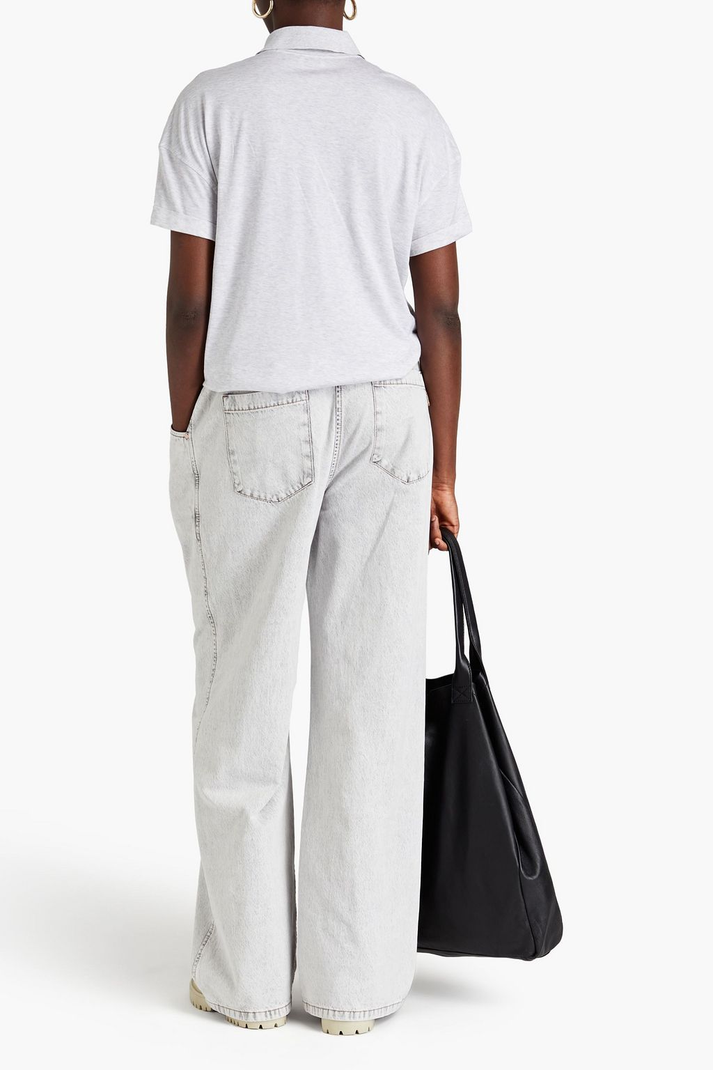 BRUNELLO CUCINELLI Bead-embellished cotton-jersey polo shirt
