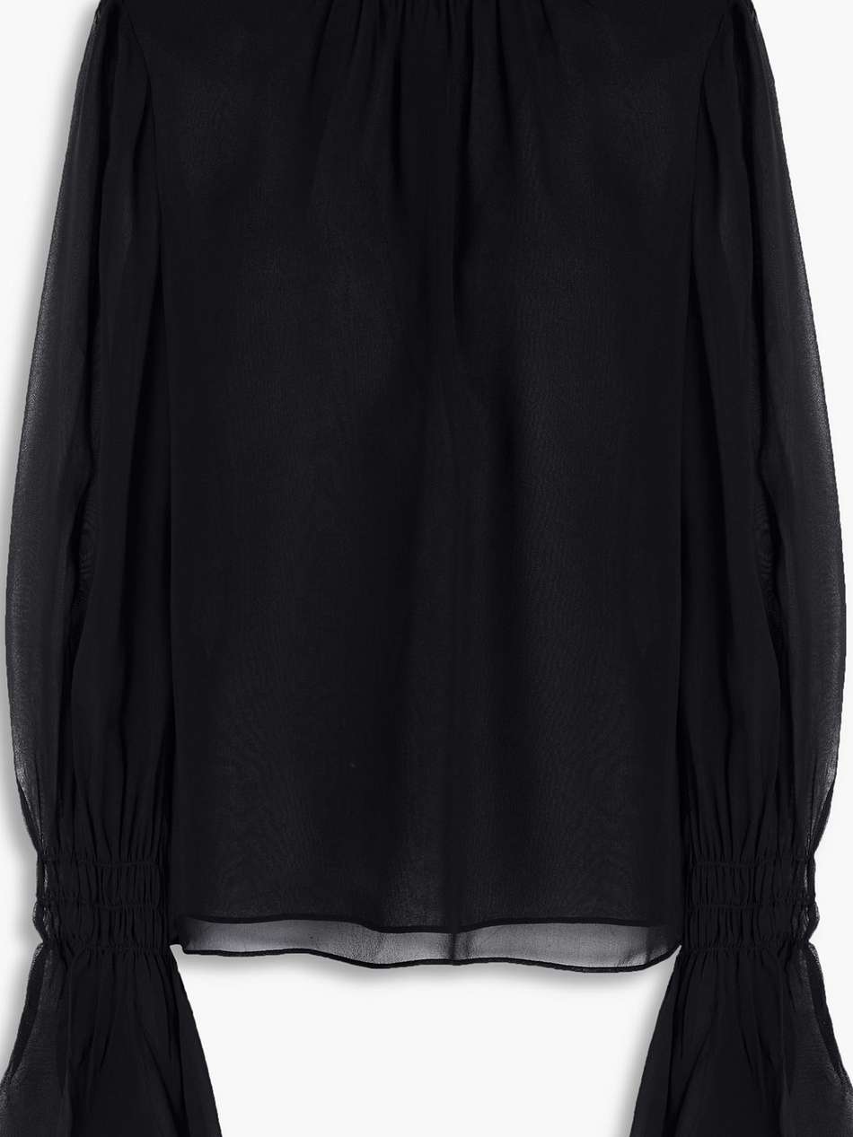 gathered silk-chiffon blouse