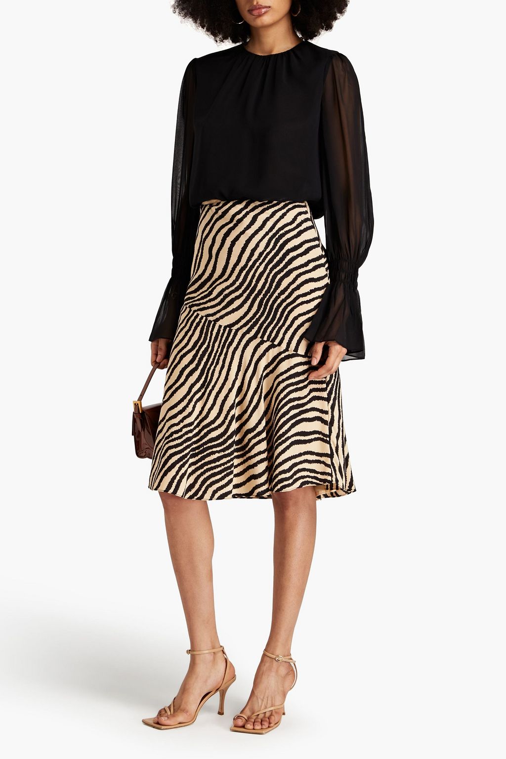FRAME Gathered silk-chiffon blouse