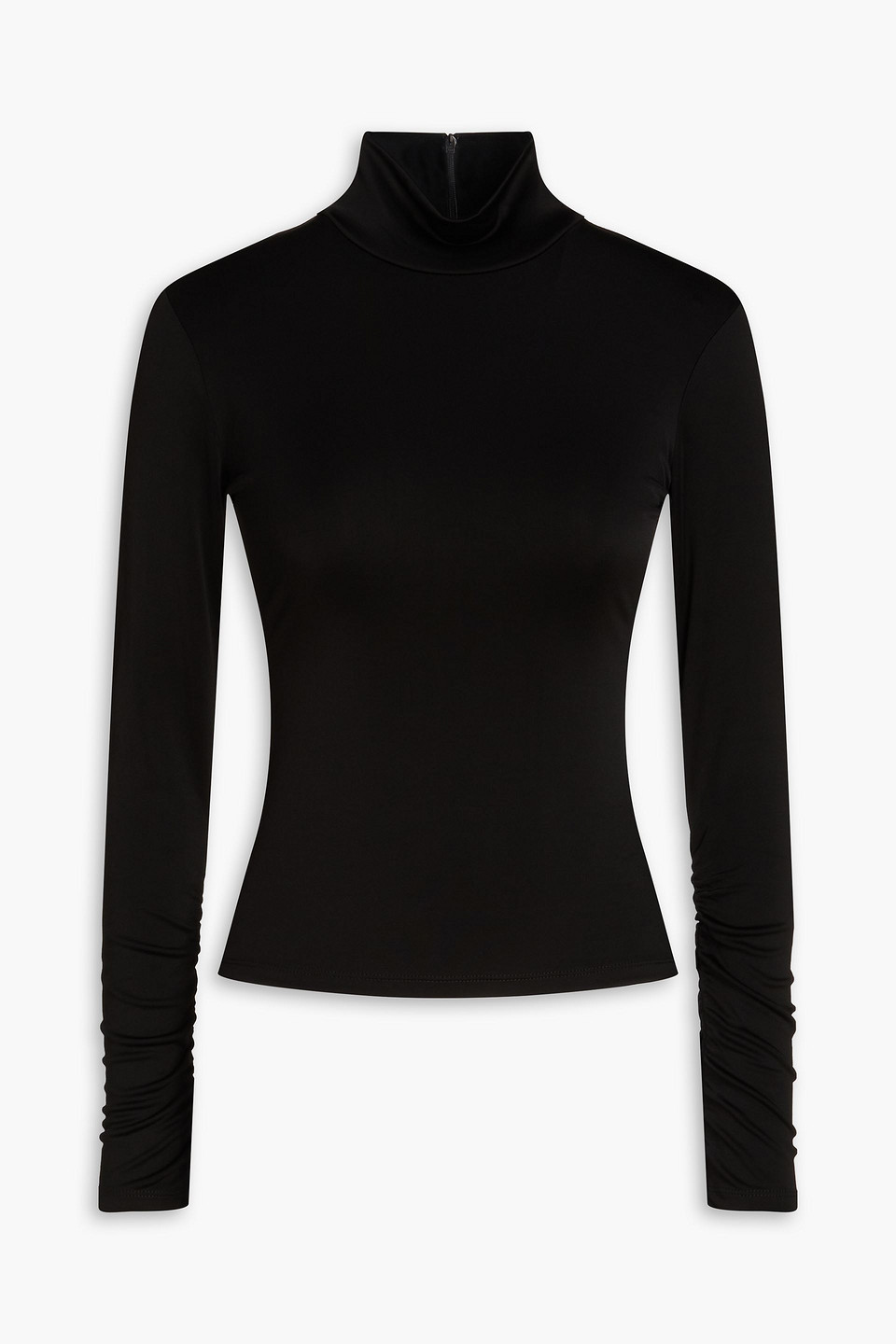 Frame High-neck Silk-blend Sweater In Black