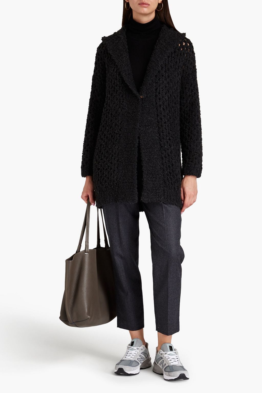 BRUNELLO CUCINELLI Cardigan aus einer Kamelwoll-Seidenmischung in Lochstrick mit Kapuze