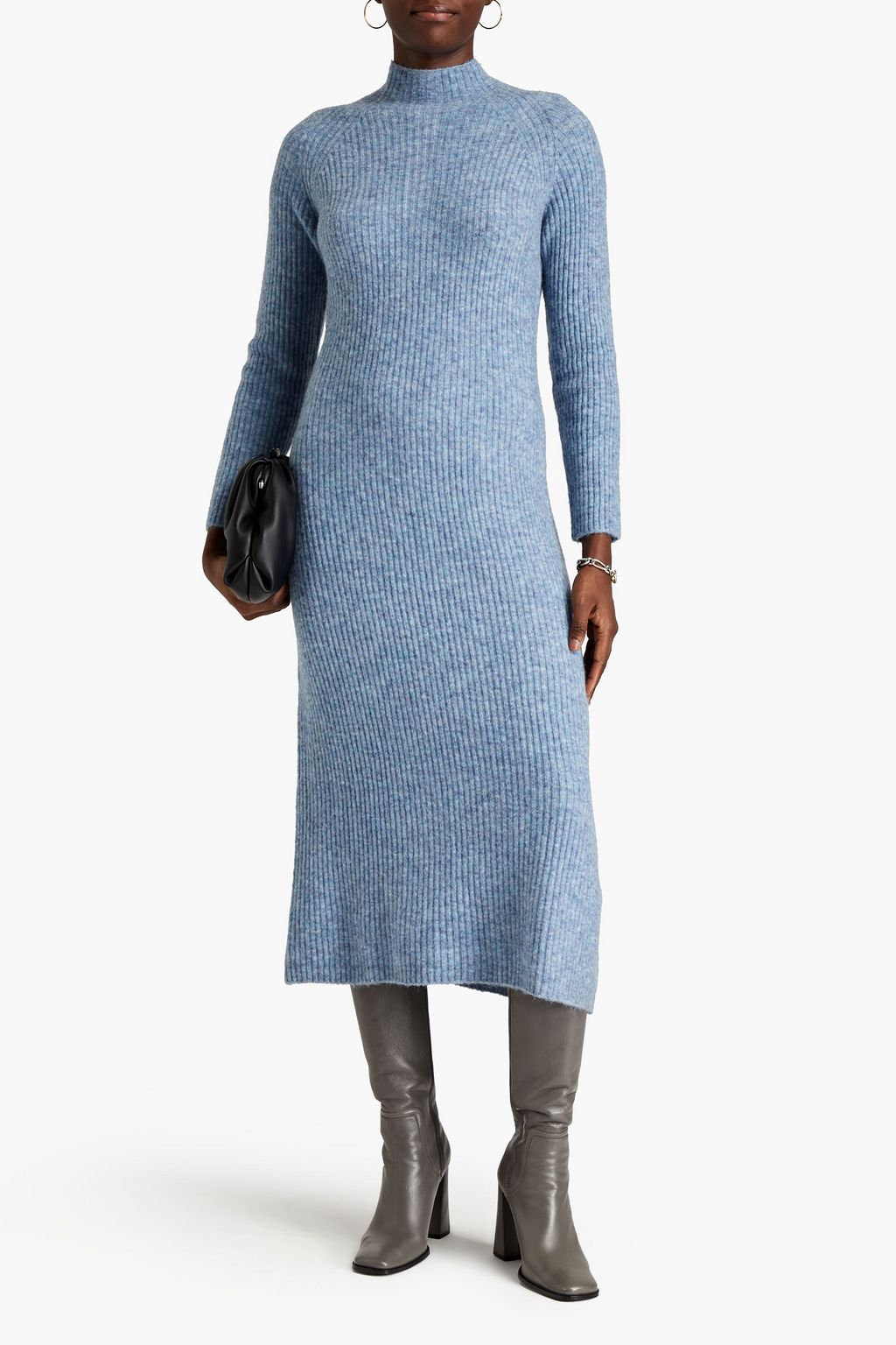MAJE Ribbed-knit midi dress
