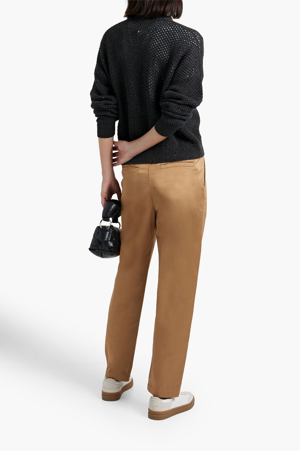 BRUNELLO CUCINELLI Sequin-embellished open-knit cashmere and silk-blend cardigan