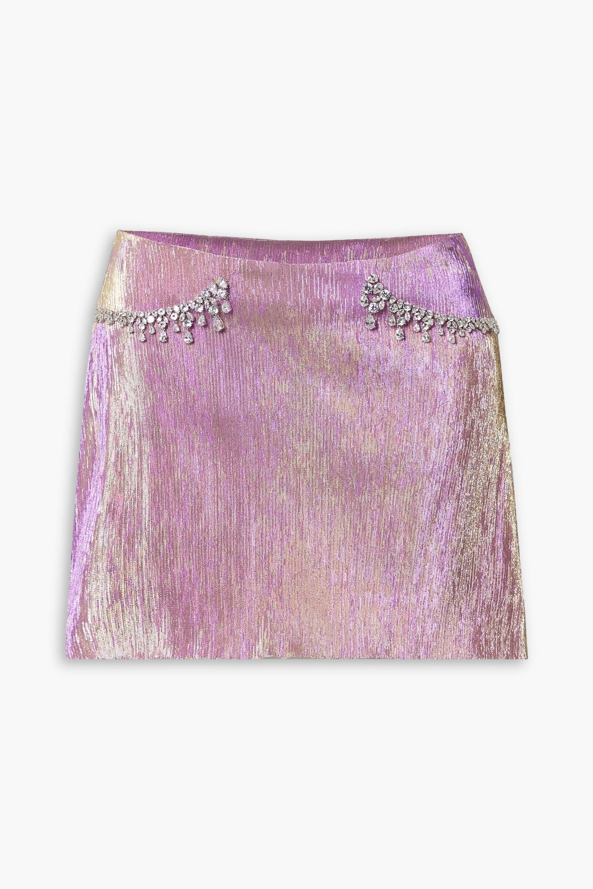 Miss Sohee Crystal-embellished lamé mini skirt