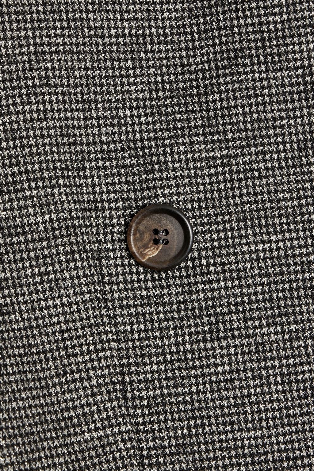 BRUNELLO CUCINELLI Double-breasted embellished metallic houndstooth tweed blazer