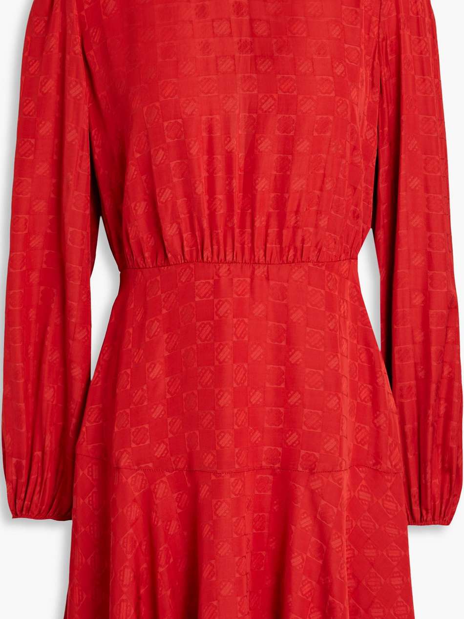 gathered satin-jacquard mini dress