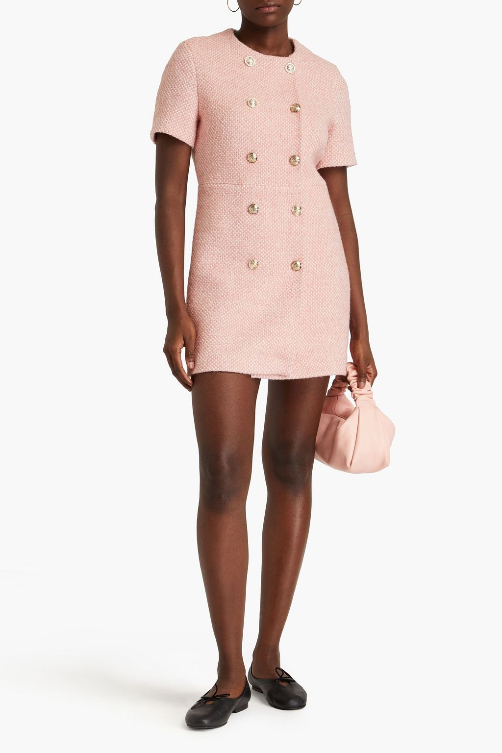 MAJE Button-embellished tweed mini dress
