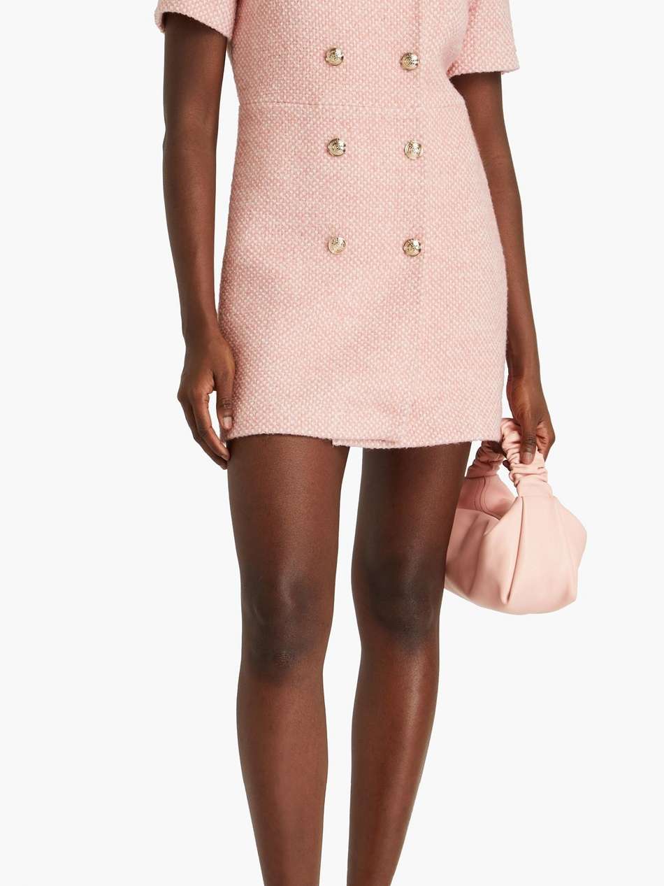 button-embellished tweed mini dress