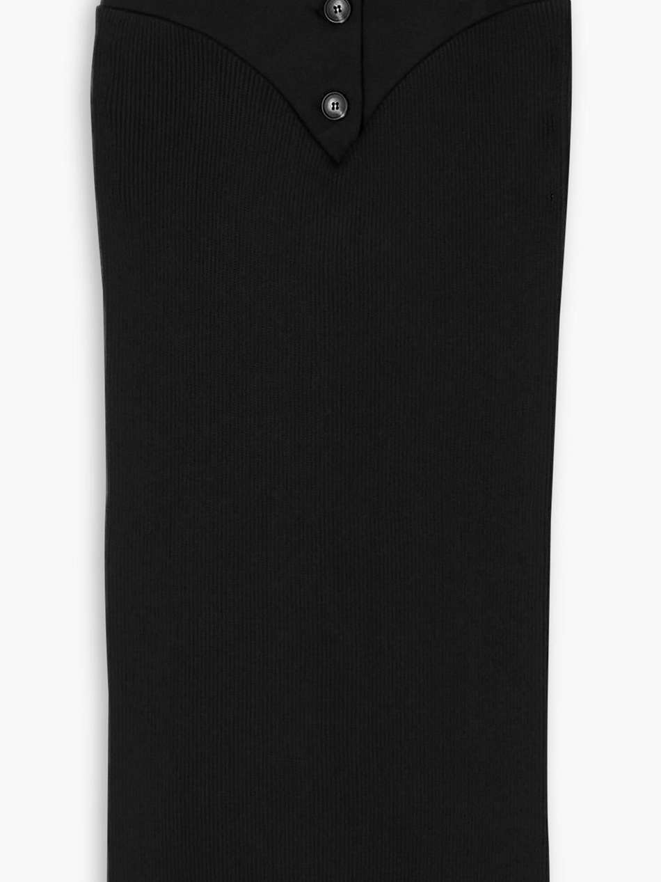 twill-paneled jersey midi pencil skirt
