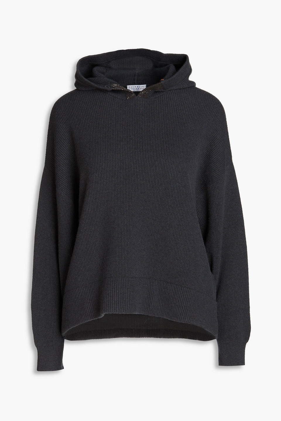 Brunello Cucinelli Hoodie Aus Kaschmir Mit Zierperlen In Dark Gray
