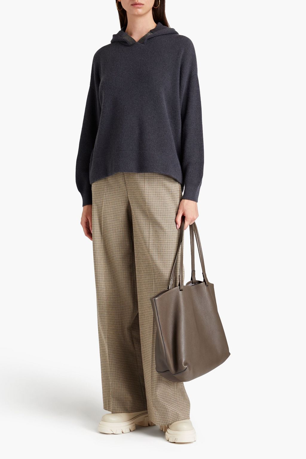 BRUNELLO CUCINELLI Bead-embellished cashmere hoodie