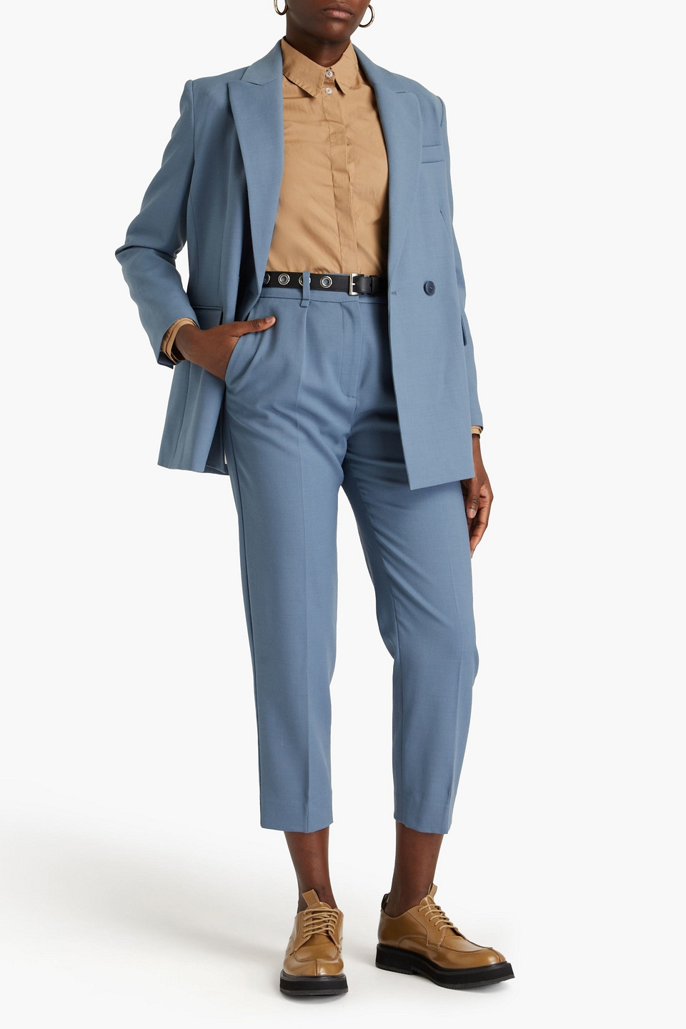 Maje Twill Tapered Pants In Schieferblau