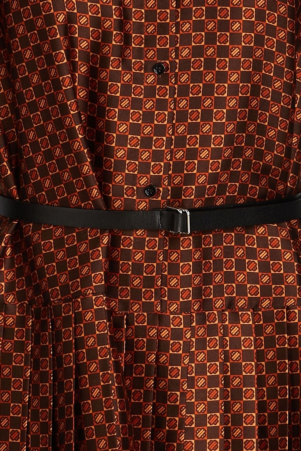 MAJE Belted logo-print satin-twill mini shirt dress