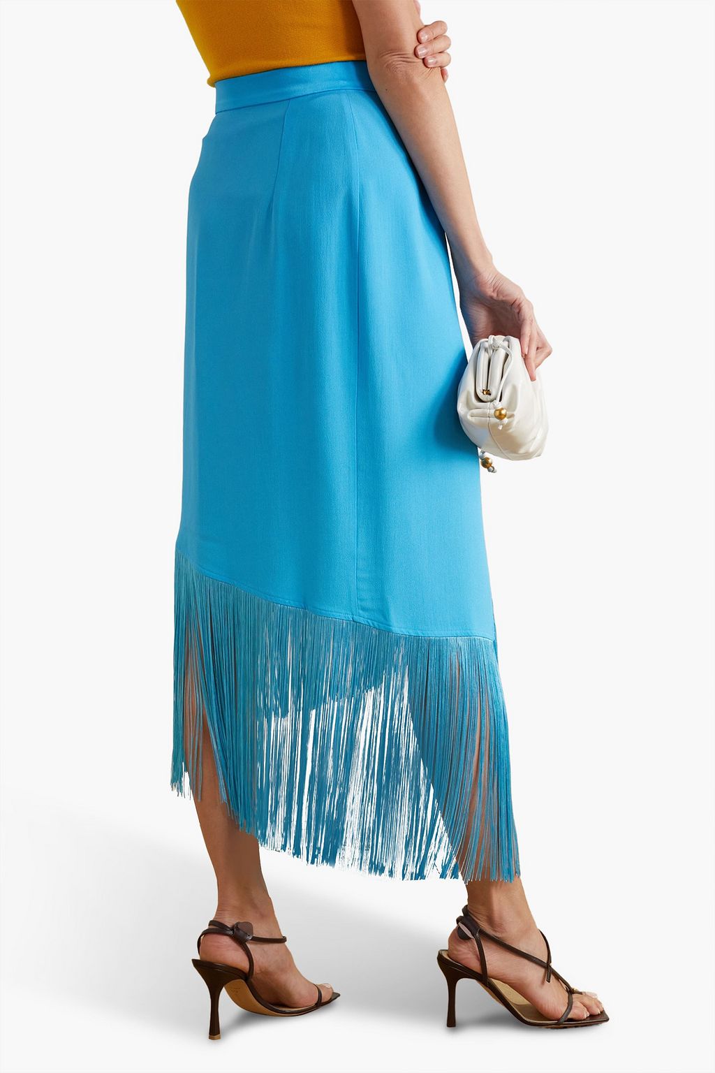 TALLER MARMO Bossa Nova wrap-effect fringed crepe midi skirt