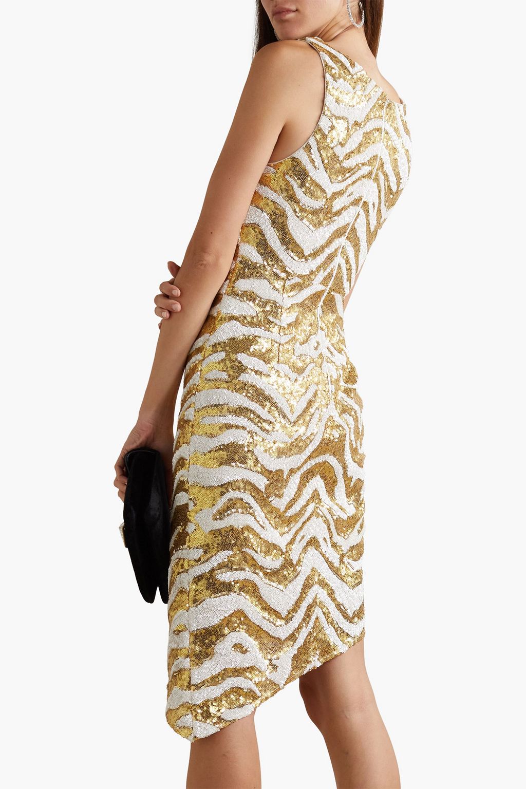 HALPERN Asymmetrisches Kleid aus Tüll mit Tigerprint und Pailletten