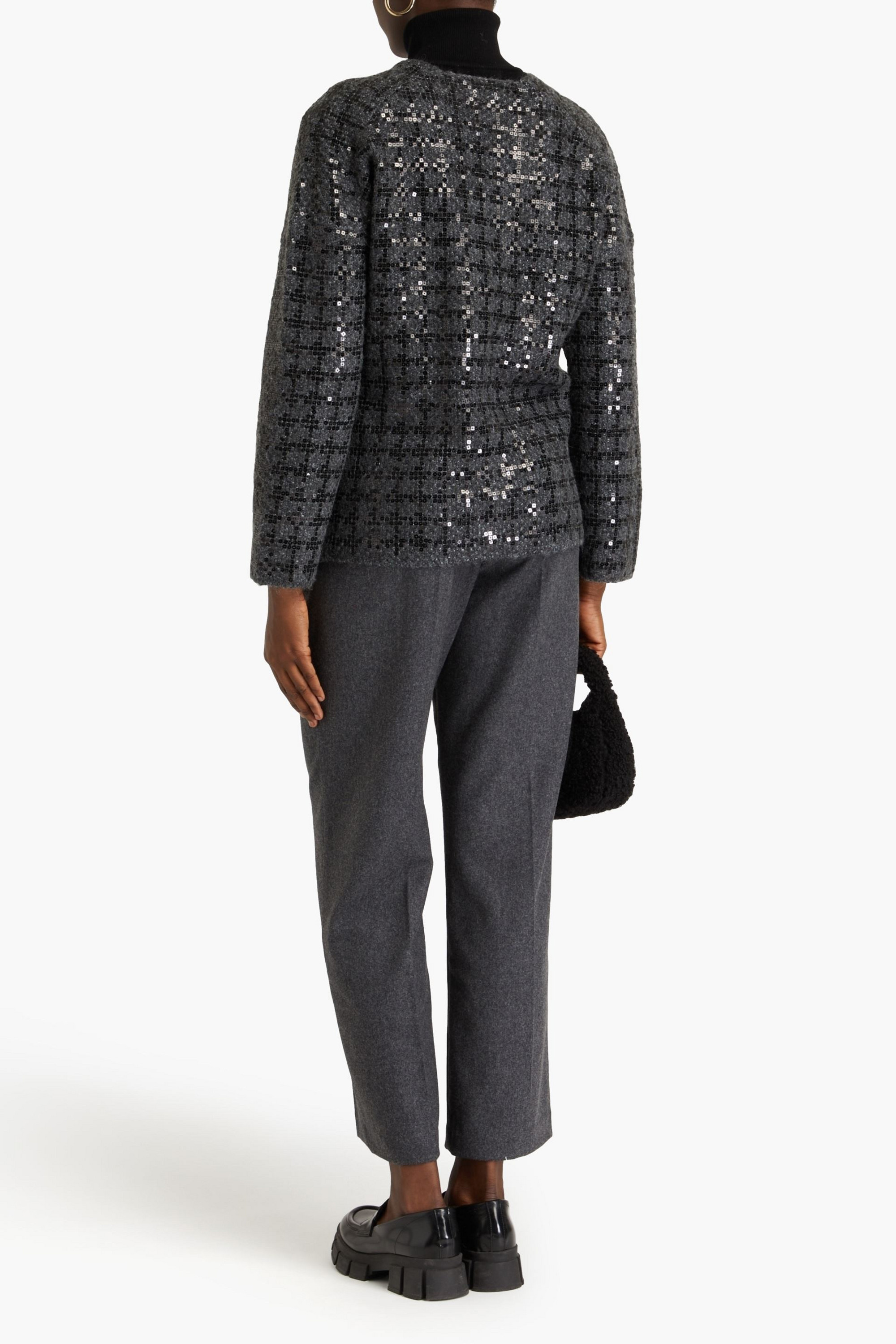 MAJE Sequin-embellished tweed cardigan thumbnail